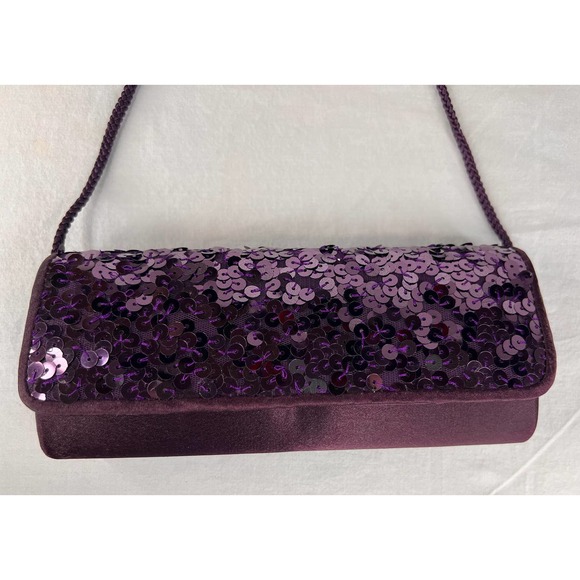 Jessica McClintock Clutch Evening Bag‎ Purple Sequins - Picture 2 of 10
